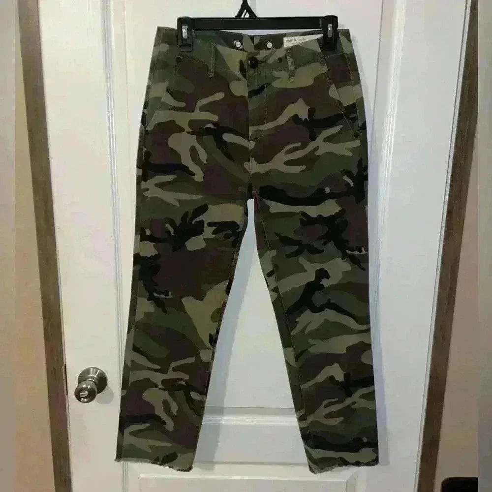 Rag and Bone camo Buckley chino pants freyed hem size 24 - Picture 1 of 5